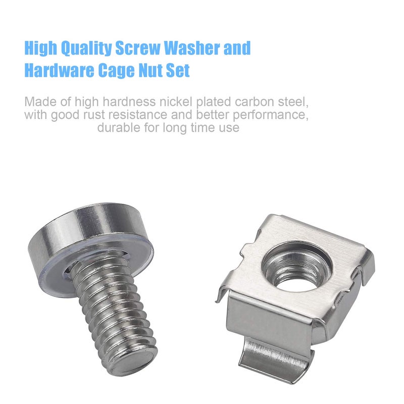 DYWISHKEY Cage Nuts and Screws, DYWISHKEY 60Set Square Hole Hardware Cage Nuts & Mounting Screws Washers for Server Rack and Cabinet (M5 x 16mm, M6 x 16mm, M6 x 20mm) - Image 3